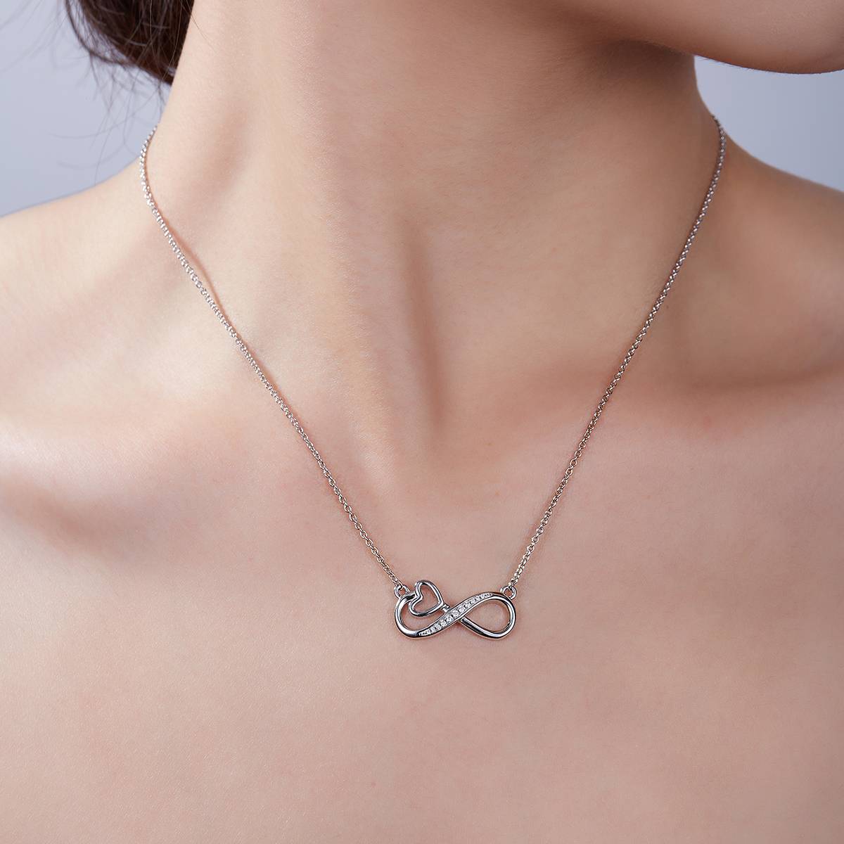 Hollow Infinite Love Pendant S925 Silver Moissanite Grade D 0.1CT